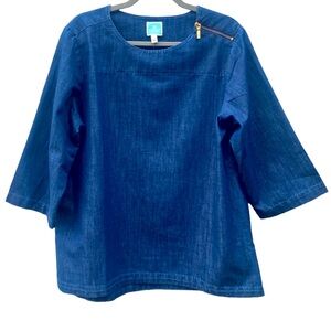 MARTHA STEWART EVERYDAY 💥NWT💥 three quarter length sleeve denim shirt Size S